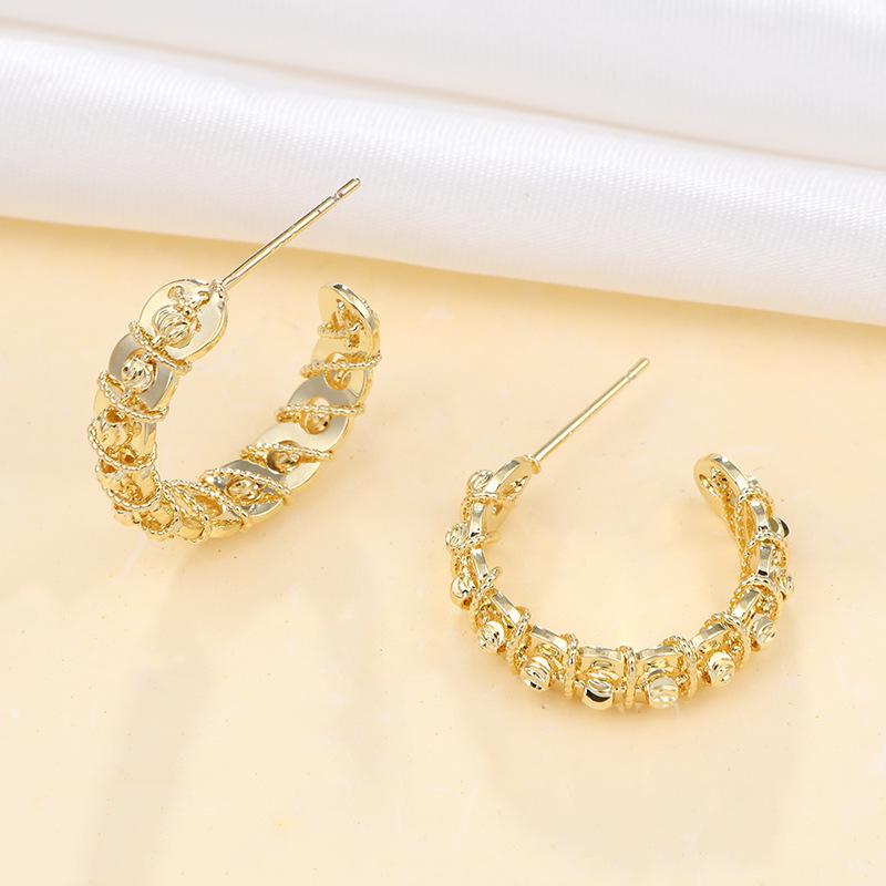 Huazi Style Zircon Stud Earrings for Women - Gold-Plated, Non-Fading Luxury Jewelry