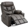 Manual Reclining Chair Recliner Armchair With Faux Leather Footrest Cup Holders 86x93x102cm Brown