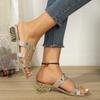 Fashion Rhinestone Women's Square Heel Slippers Outdoor Open Toe Summer Shoes for Women Sandals Fashion Thick Heel Casual Women's Shoes