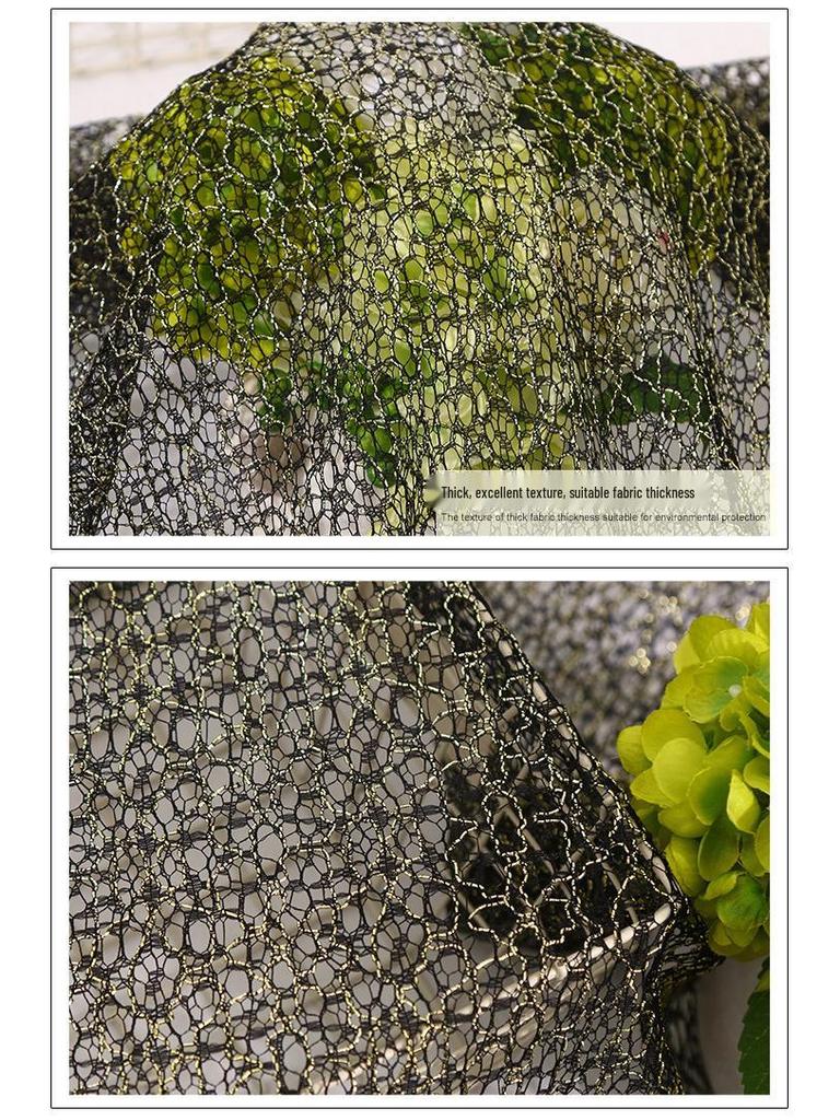 Gold Thread Irregular Weave Large Mesh Coarse Fabric for Toys, Shoes, Hats & Formal Wear