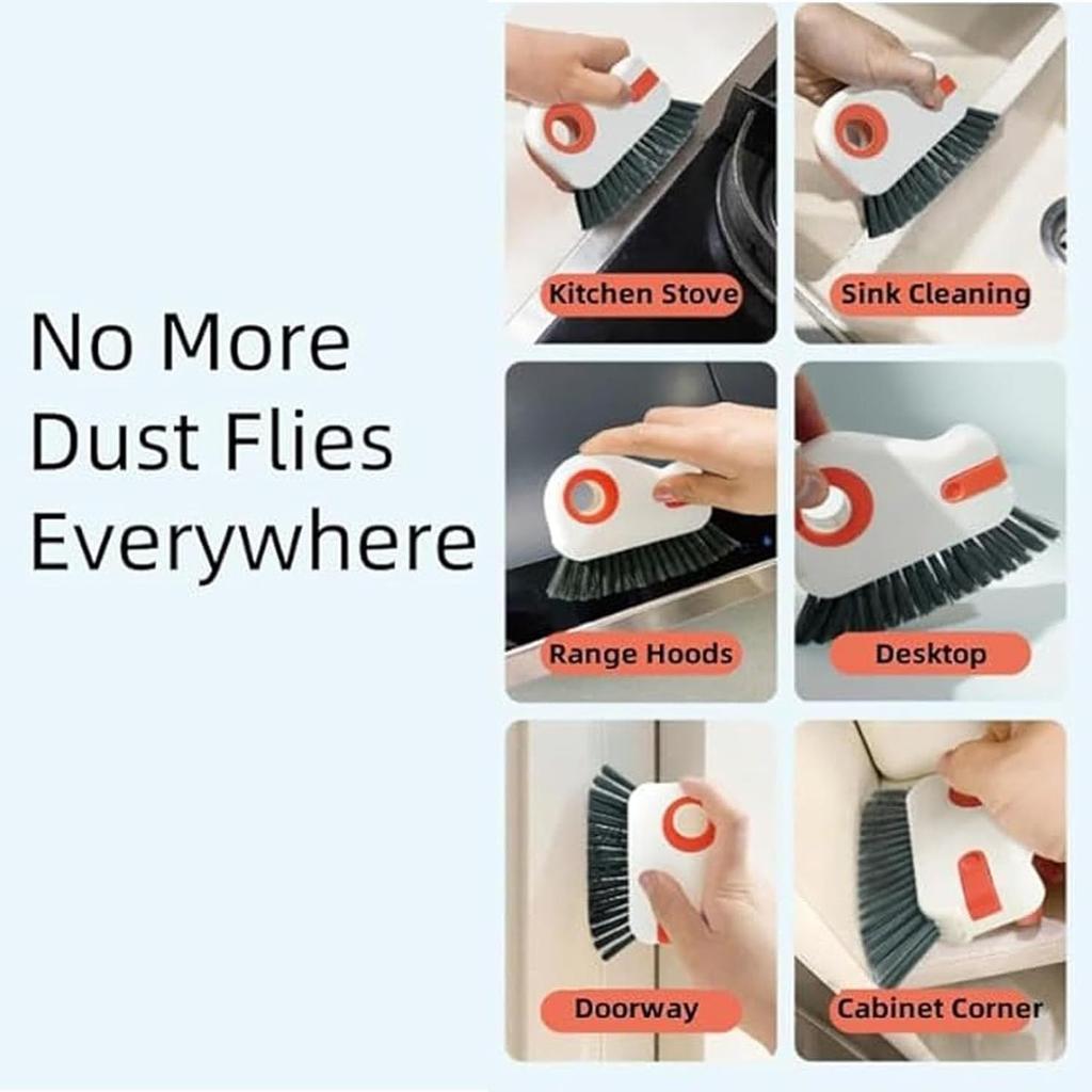 2 in1Groove Cleaning Brush Window Track Cleaning Tools,Multifunction Hard Bristle Crevice Cleaning Brush with Hidden Scraper,Grout Cleaner Grip Brush