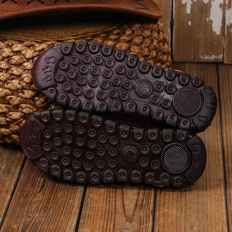 New Women's Handmade Flat Sneakers Comfortable Slip On Lace Up Round Toe Shoes Hand Sewing Thread Mom Shoes Zapatillas De Mujer