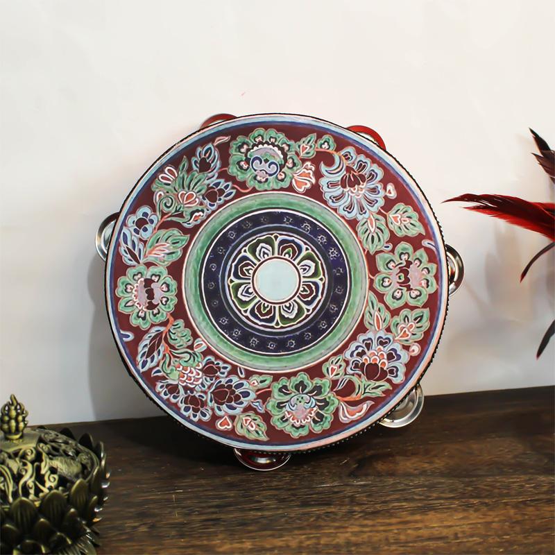 20cm Uygur Ethnic Tambourine Stage Performance Ethnic Props Hand Drum Instrument Flying Dance Props On Linggu Accessories