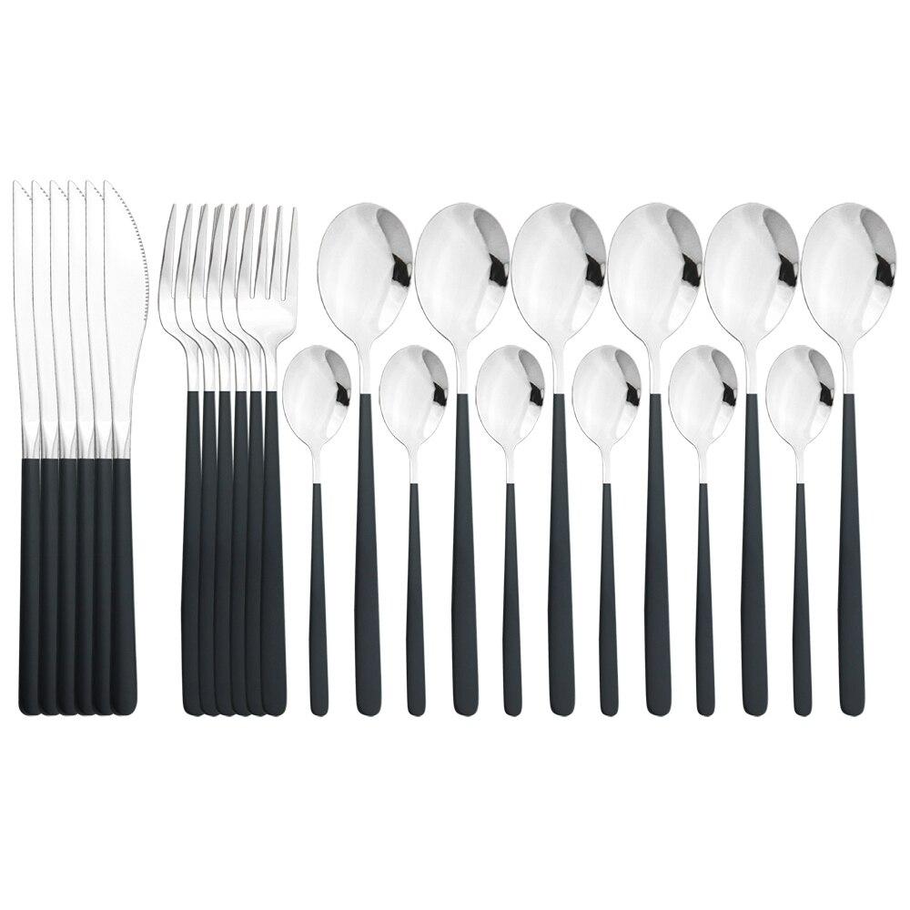 Pink Gold Cutlery Set 18/10 Stainless Steel Dinnerware Set 24Pcs/Set Knives Fork Spoon Dinner Flatware Set Kitchen Tableware Set