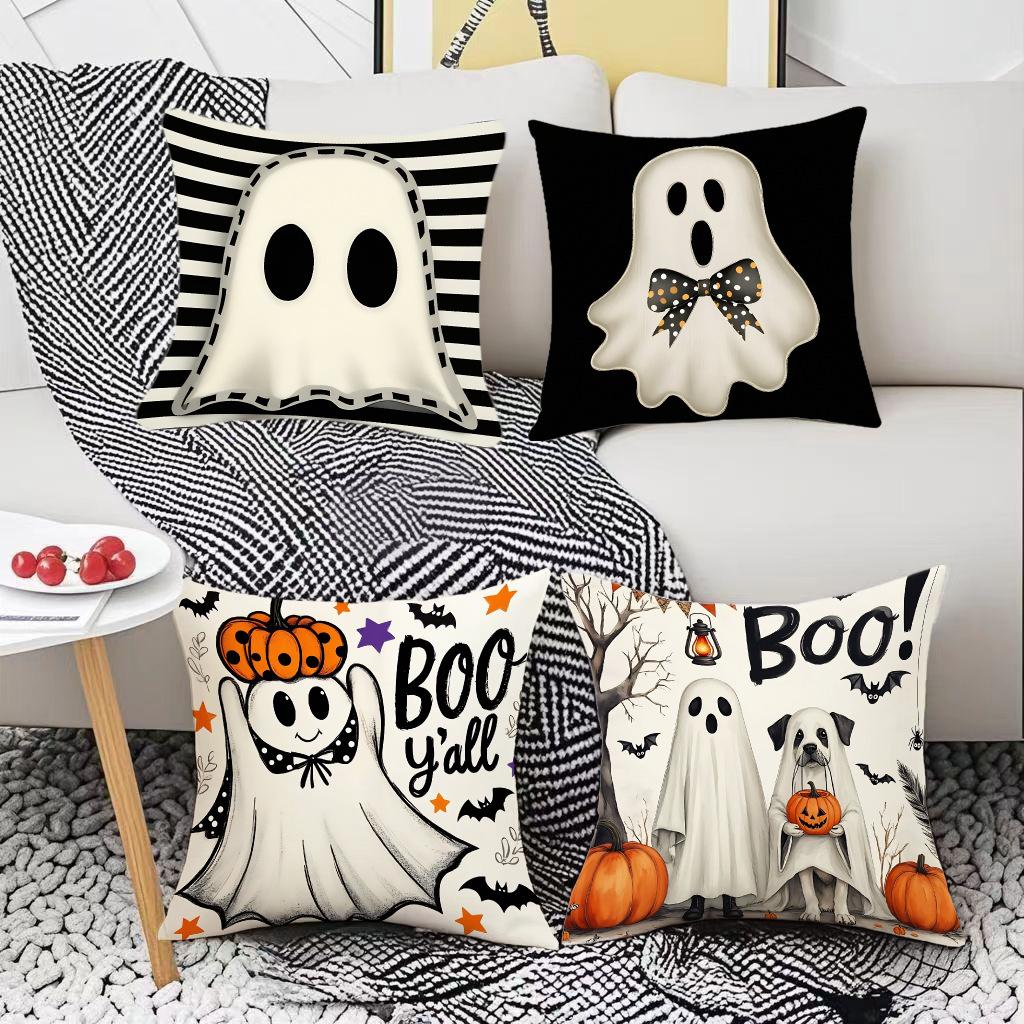 Halloween Pillowcase Skull Pumpkin Print Pillow Car Sofa Cushion Cover Funny Ghost Cushion Cover