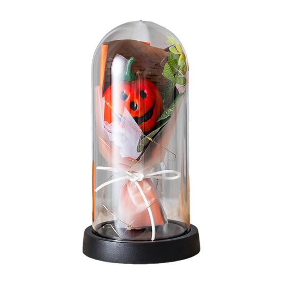 Pumpkin Dome Light LED Clear Cloche Pumpkin Night Light for Halloween Home Kitchen Tabletop Mantel Garden Poolside Decor