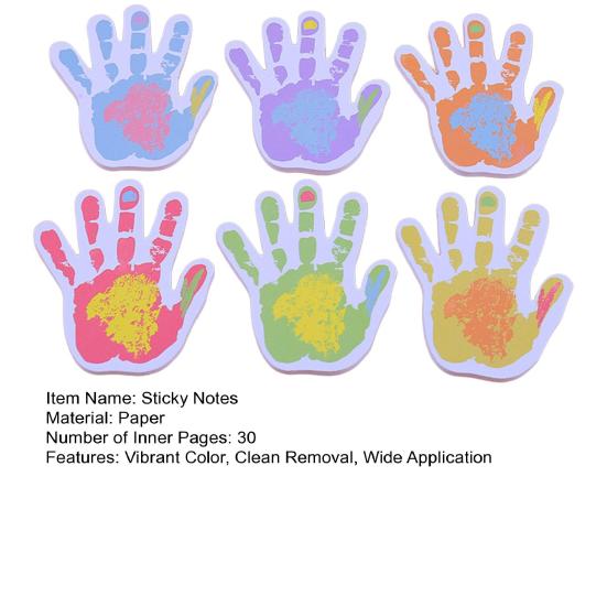 6Pcs Palm Sticky Notes Set 30 Sheets/Pad Kids Self-Adhesive Note Kids School Office Pink Green Yellow Blue Sticky Notes