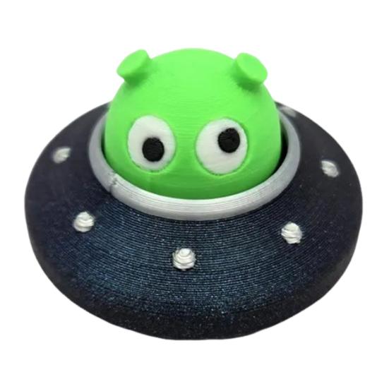 

3D Printed UFO Flying Saucer Figurine Cartoon Green Aliens Spaceship PLA Statue Sculpture Home Office Desktop Decoration Ornament B