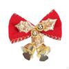4Pcs Christmas Bow Bell Supplies Glitter Pendant Crafts Topper Charm Xmas Tree Hanging Decorations