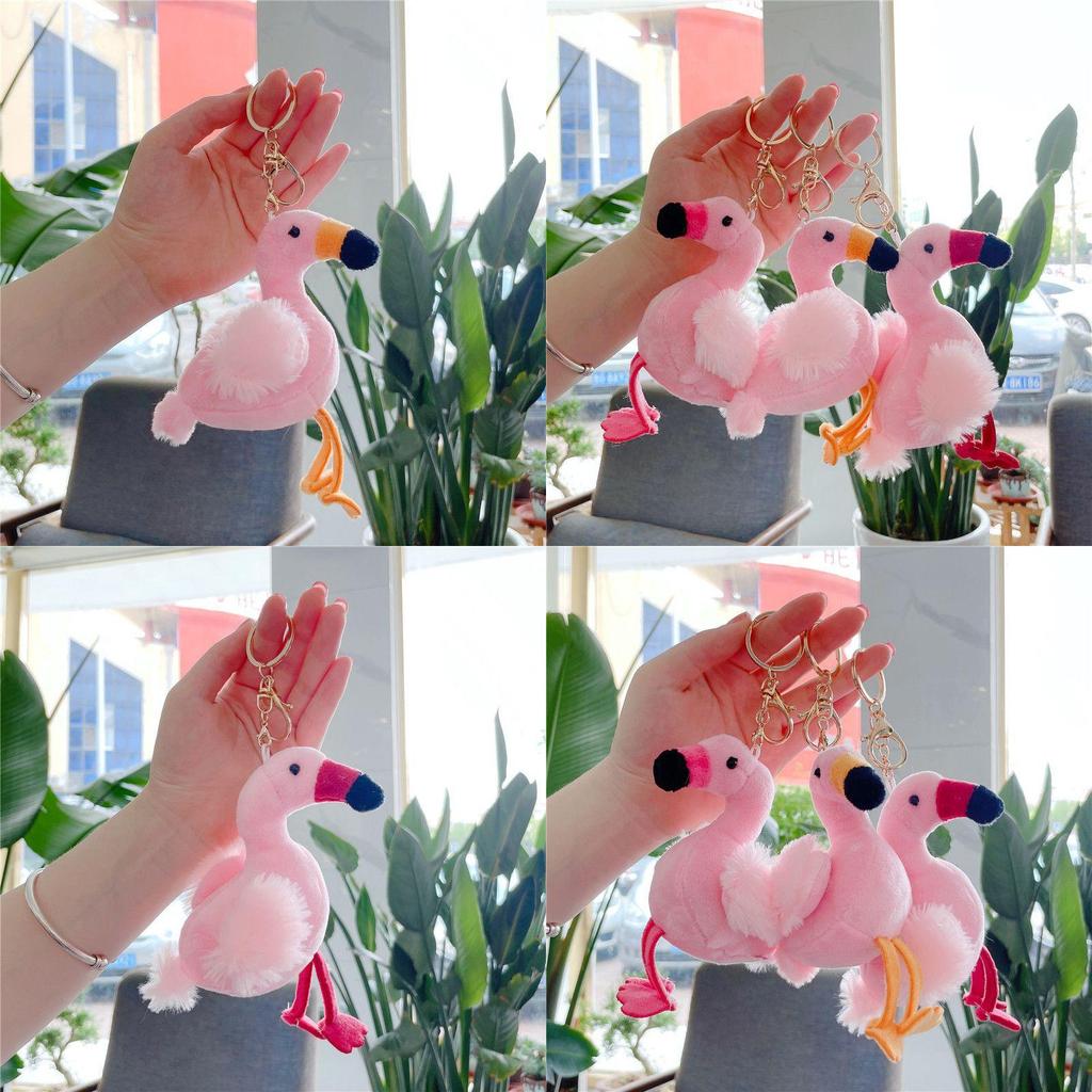 Entzückender Rosa Flamingo Plüschtier Schlüsselanhänger Anhänger für Mädchen