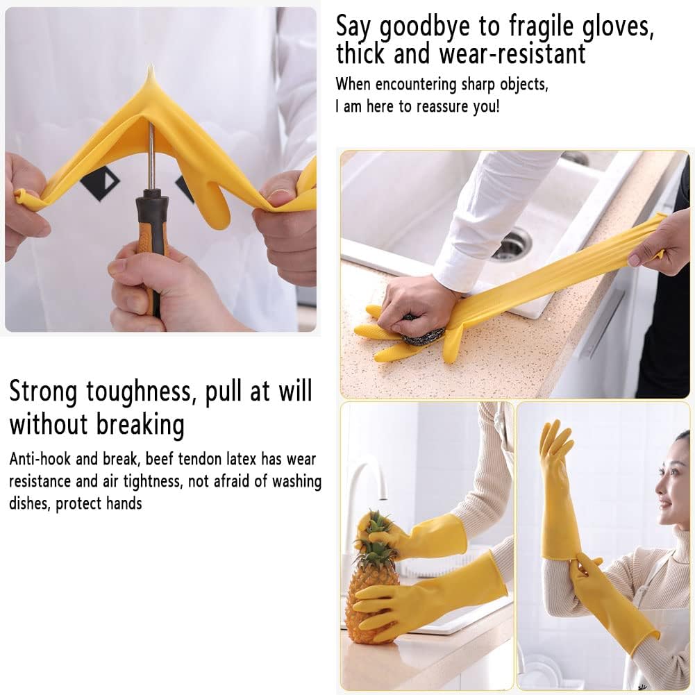 Reusable Dishwashing Latex Gloves, Thickened and wear-resistant, for Kitchen Working Painting Gardening, etc.