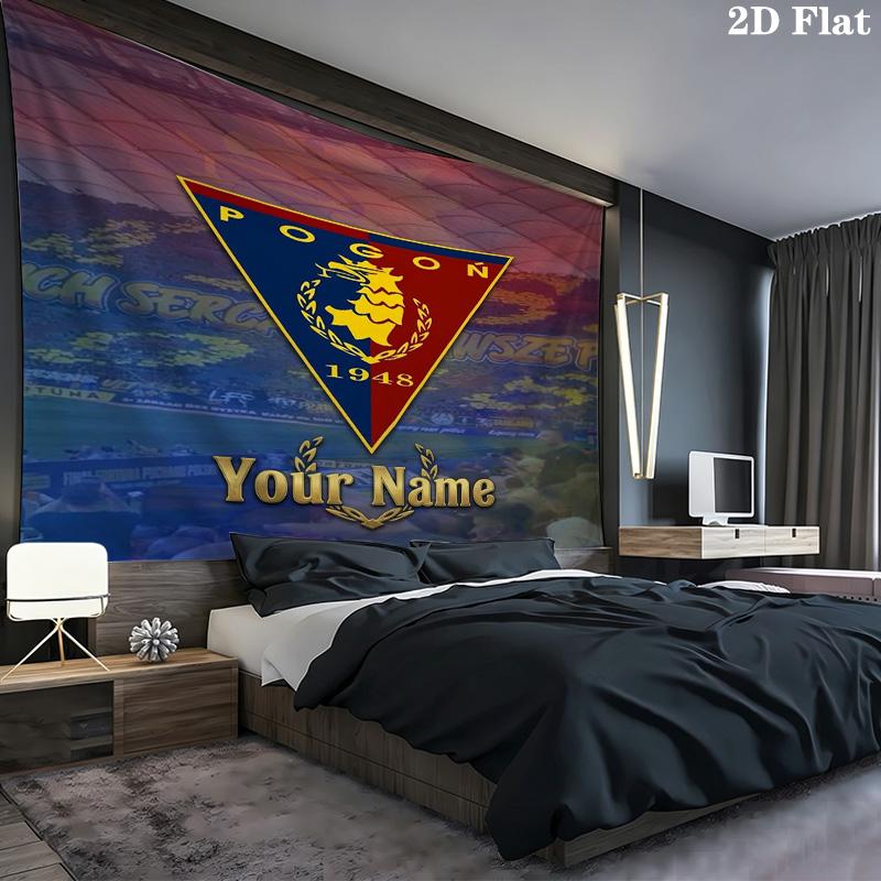 Pogo Crest Custom Name Wall Tapestry Aesthetic Wall Hanging Printed Fabric Blanket Decorative Tapestries For Bedroom Living Room Home Decor