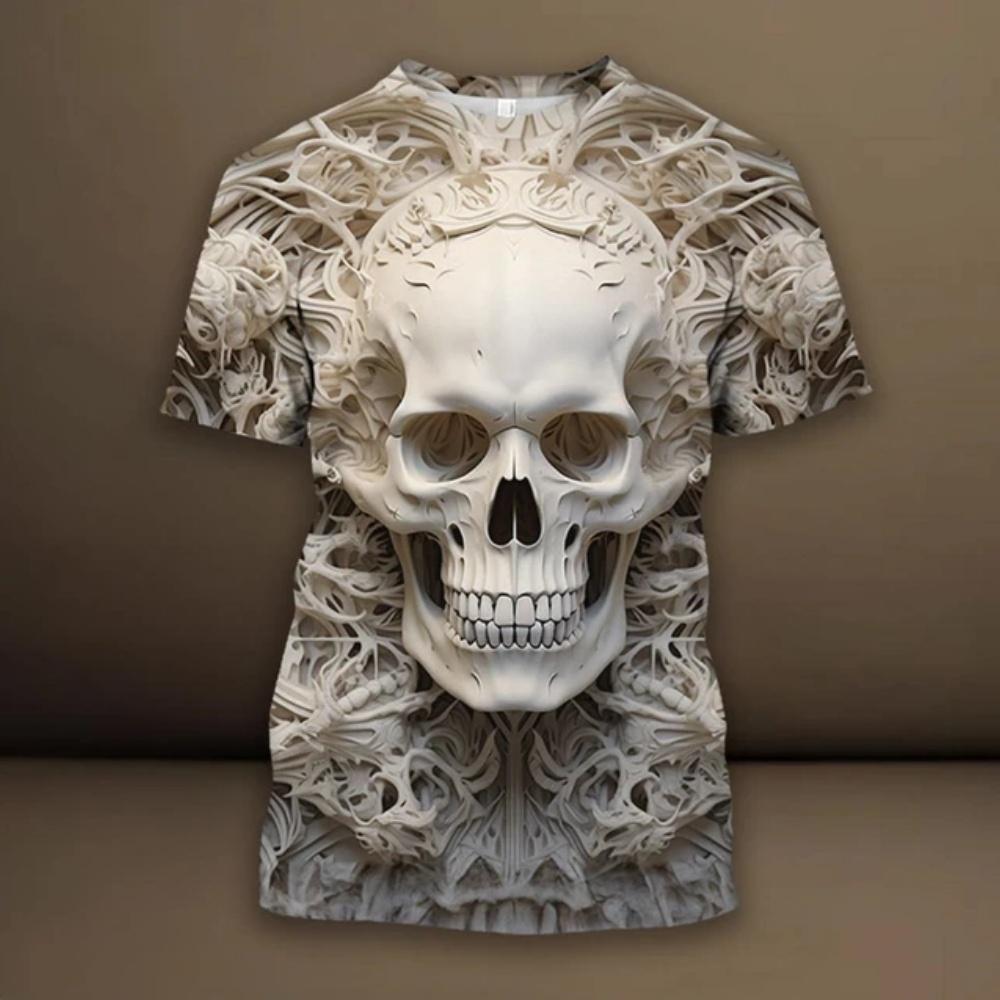 2026 Summer New Men T-Shirt Harajuku Spider Skull 3D Printed T-Shirt Men's Clothing Fashion Punk Tees Casual Street Wear T-Shirt