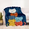 Cute Cats Stacked Illustration Phone WallpaperBlanket Flannel Throw Blanket for Sofa, Bed, Travel, Camping, Office, Couch, Chair, And Bed Gi