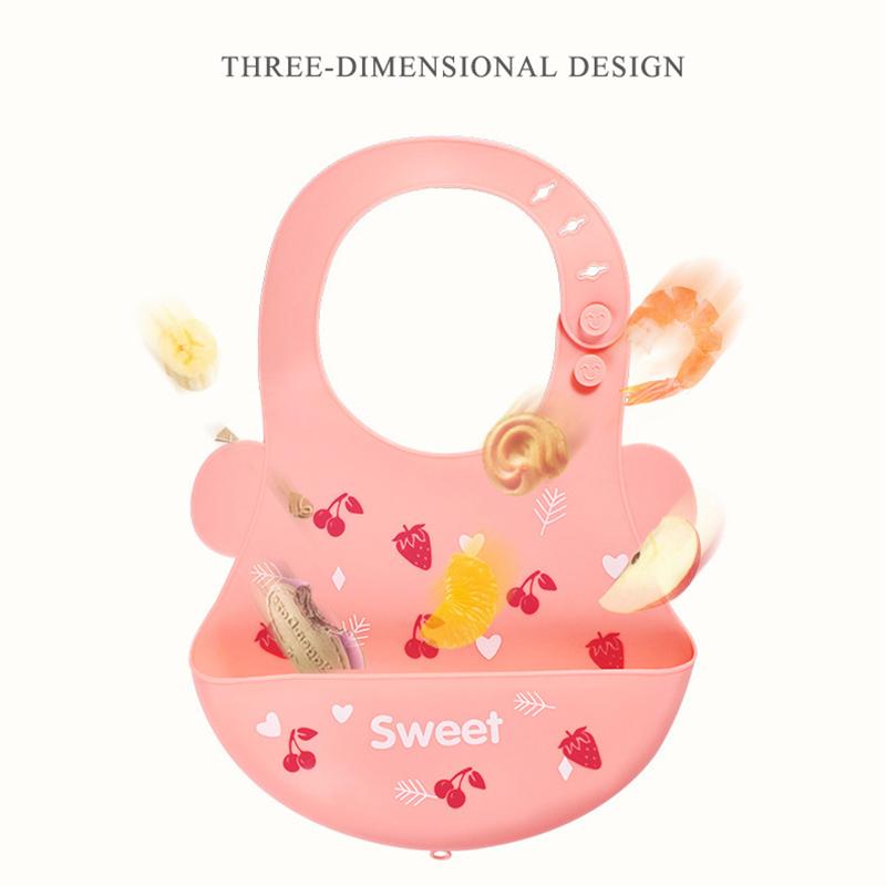 Cute Cartoon Printing Baby Bib Waterproof Edible Silicone Kids Girl Boy Bibs Toddler Adjustable Baby Feeding Stuff Accessories
