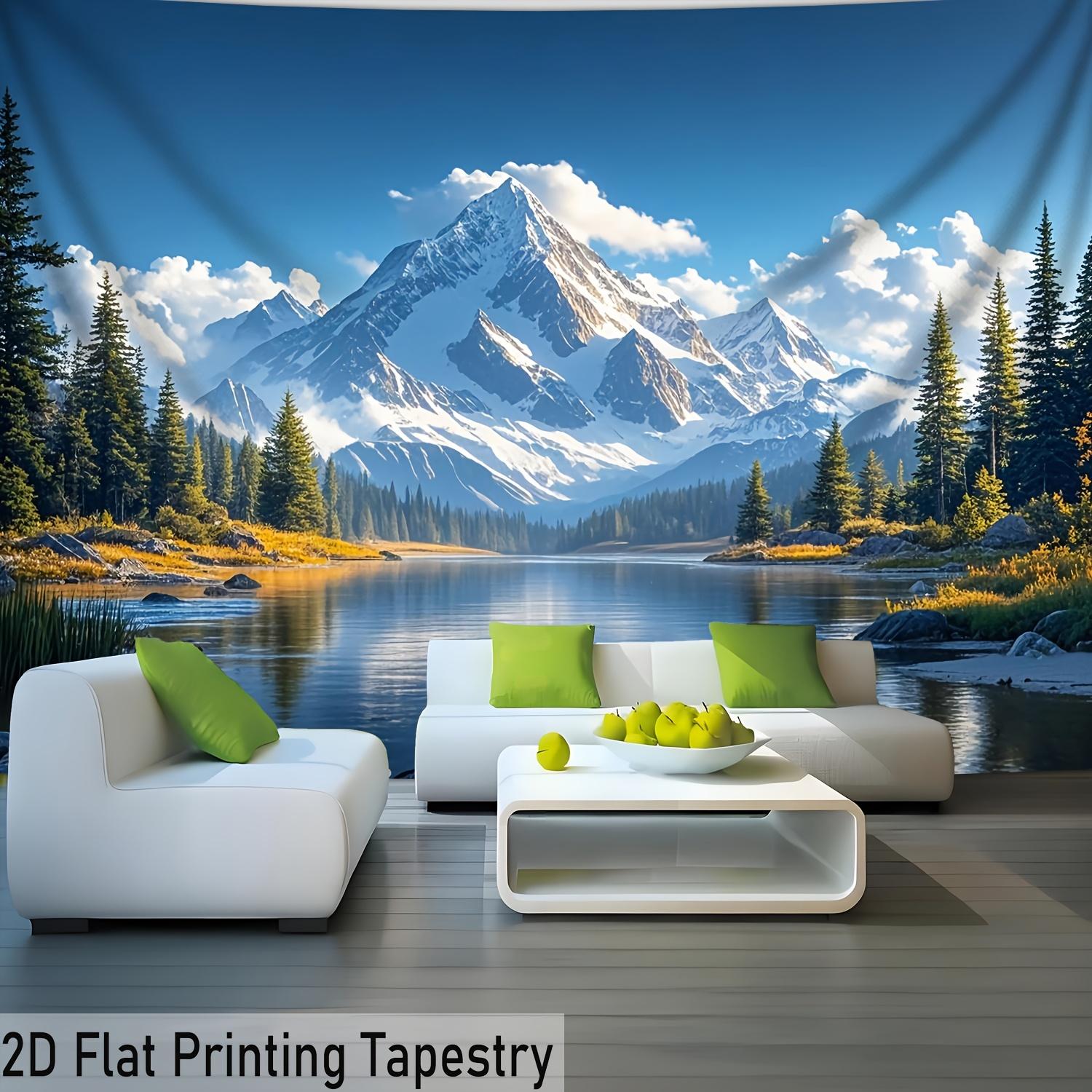 

1pc Large Snowy Mountain Lake Forest Tapestry - Polyester 2D Flat Printing Wall Hanging, Serene Landscape with Sunlit Peaks & Tr 40x60cm