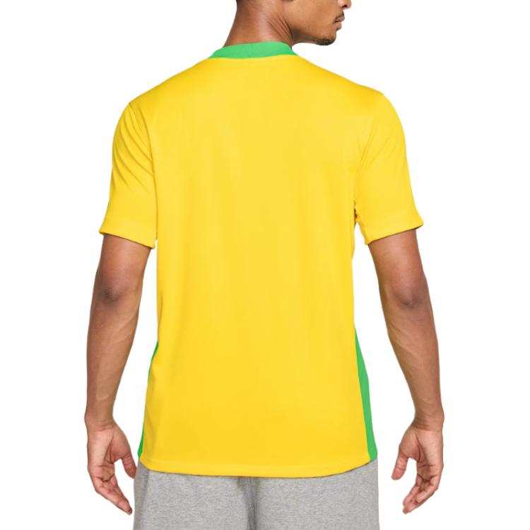 Nike Logo Color Block V-Neck Short Sleeve T-Shirt Men Tops Yellow FZ9011-718