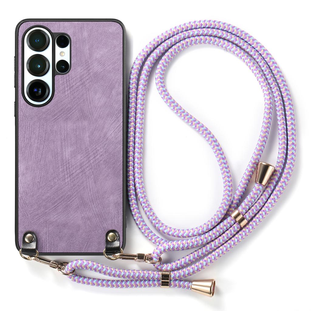Crossbody Long Lanyard Strap Anti-Drop PU Leather Phone Case For Samsung S25 Ultra S24 Plus S23 A16 A06 A17 A07 Slim Fit Cover