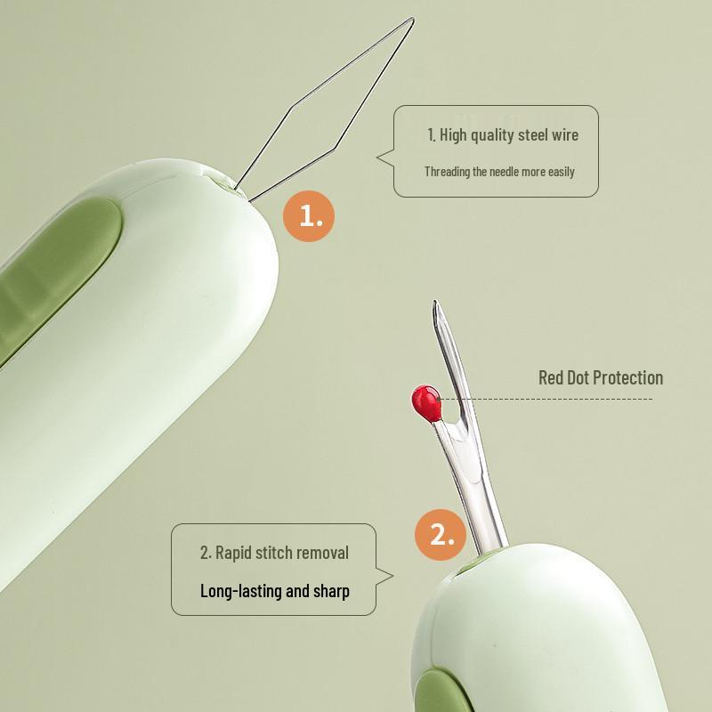 Dual Needle Threader & Seam Ripper for Seniors - New Manual Sewing Tool with Needle ID Function