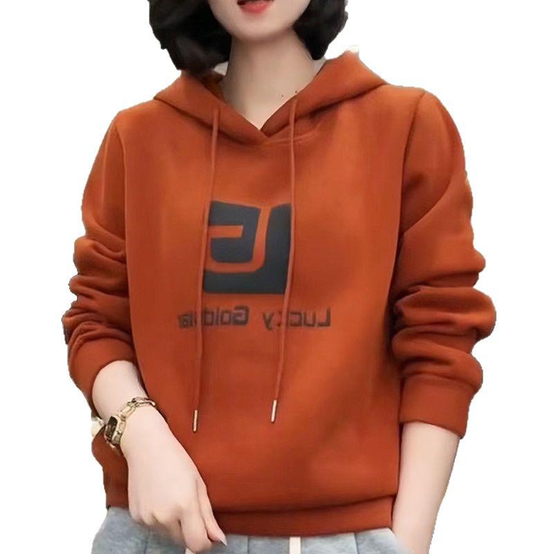 Women's Fleece-Lined Thickened Hooded Sweatshirt: Loose Fit, Slimming, Autumn/Winter Korean Style.