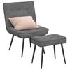 Velvet Relaxation Armchair with Footstool Dark Grey