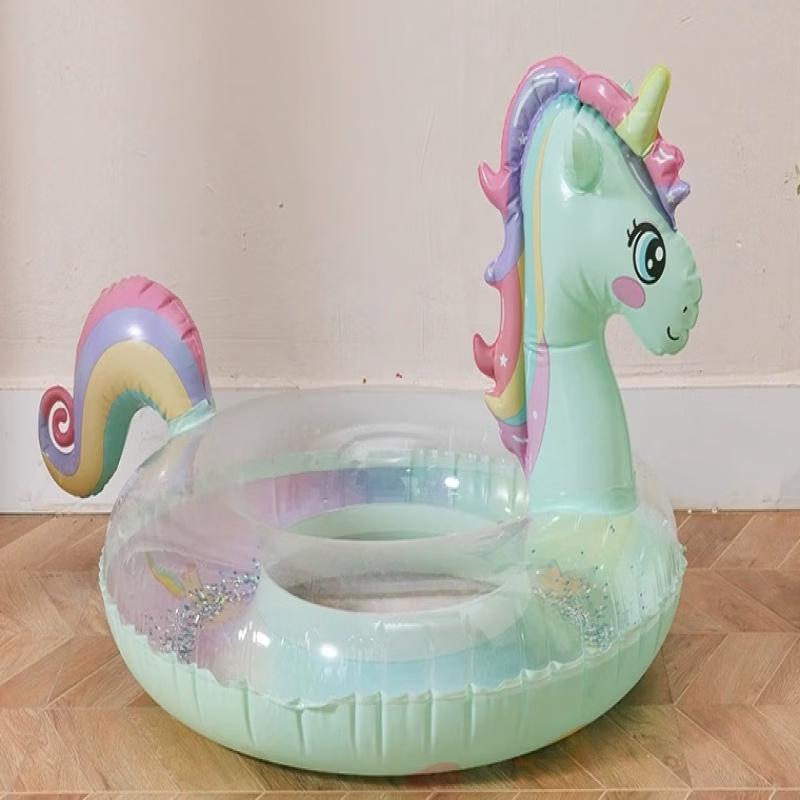 Glitter Rainbow Unicorn Inflatable Swim Ring