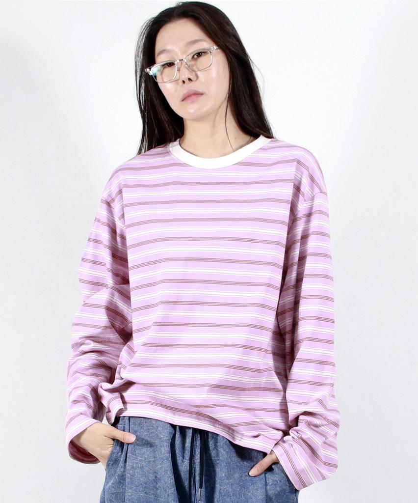 Deumakeu Multi Stripe Long Sleeve Tee - Pink