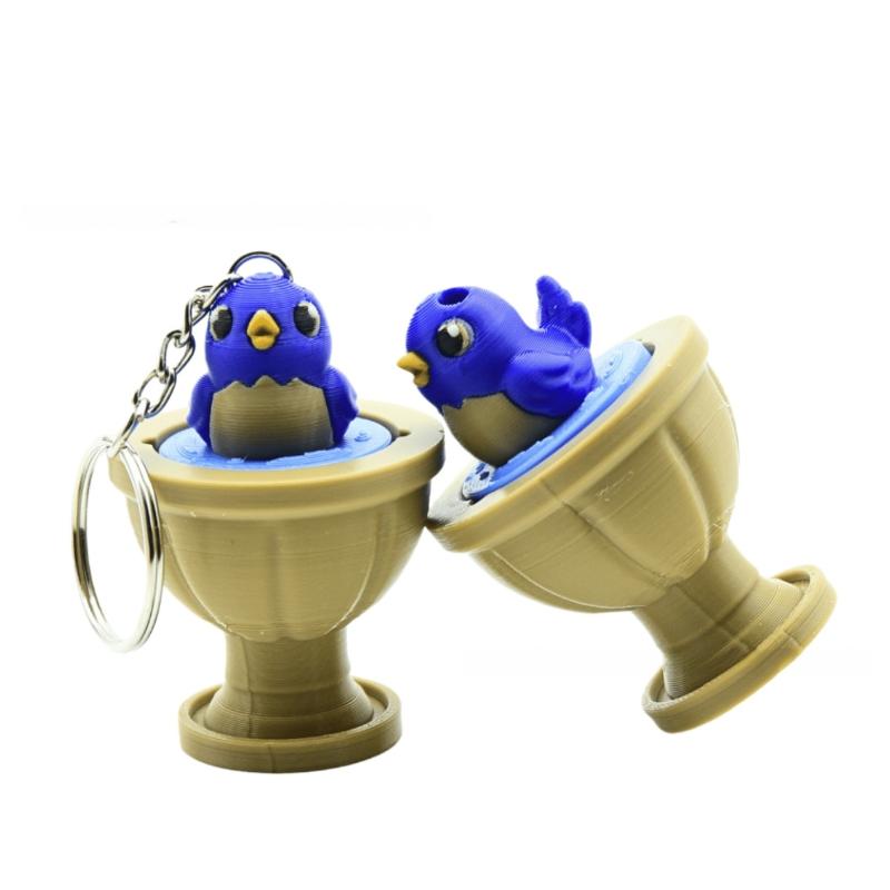 Creative Mini Fidget Keychain Built-in Mechanical Buttons Cute Frog Eagle Chick Broccoli Design for Bag Pendant Party Favors