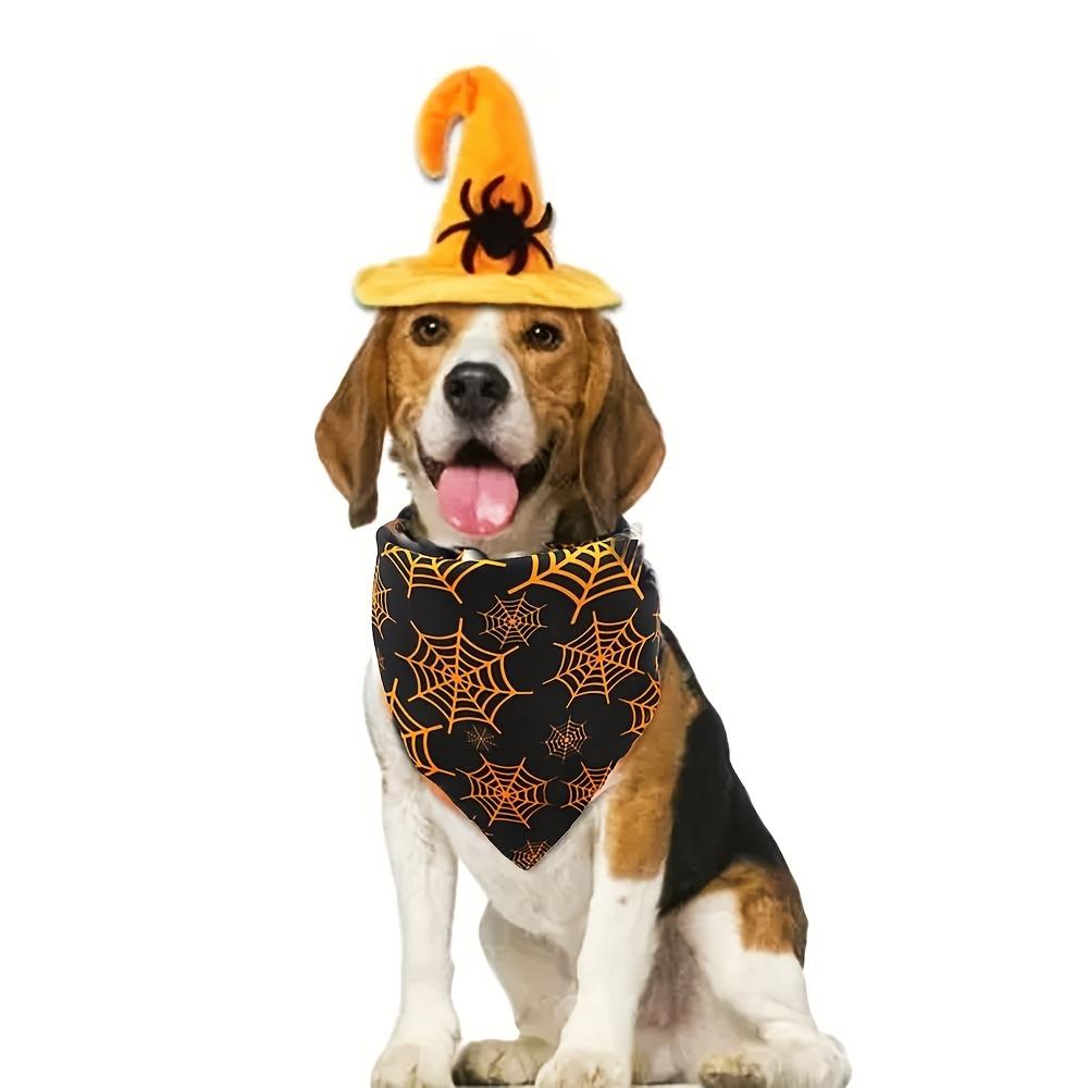 CozyHaus Halloween-Hundehalstuch Set – 2 Stück, Wendbar Mit Kürbis & Spinnennetz-Muster, Für Mittelgroße Bis Große Hunde