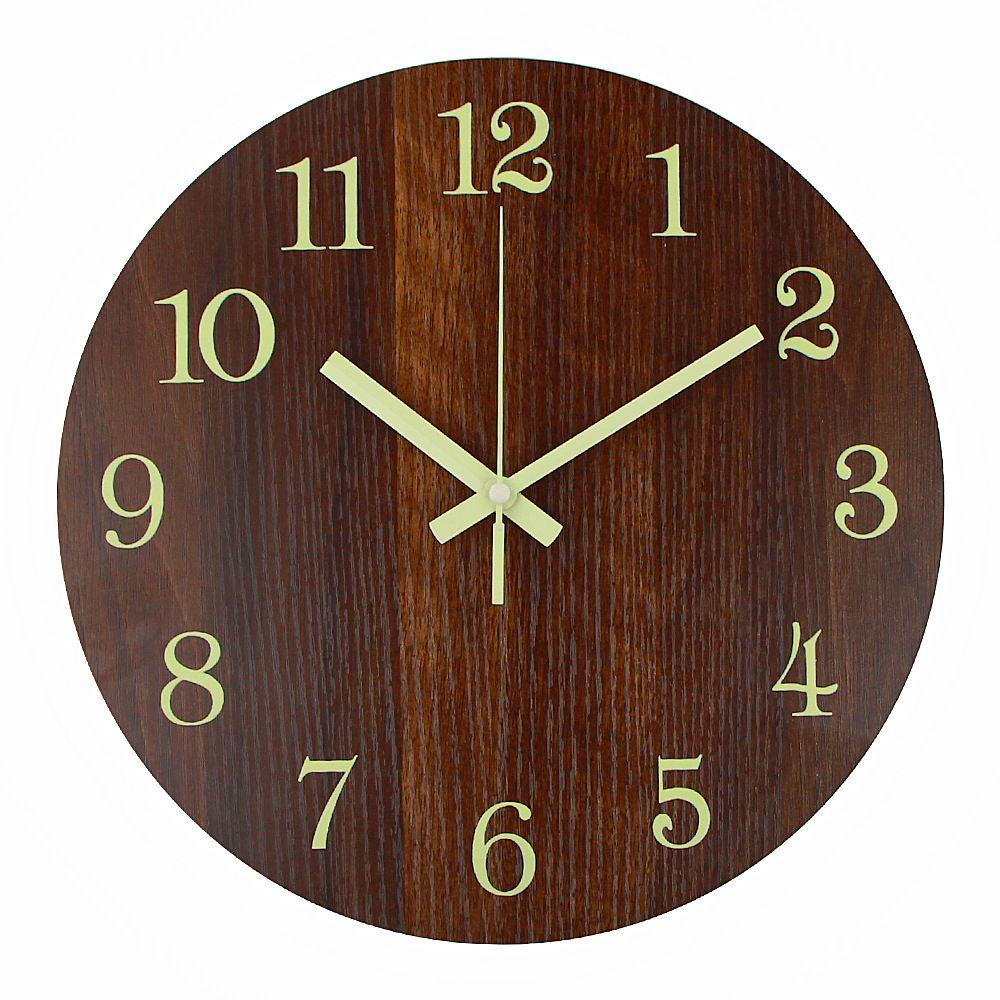 Luminous Wood Wall Clock Wood Rustic Wall Clock Classic Retro Wall Clock For Bedroom