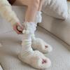Lolitas Plush Ball Ruffle Frilly Leg Warmers Knitted Leg Sleeves Goth Crochet Ankle Heap Socks JK Uniform Foot Cover