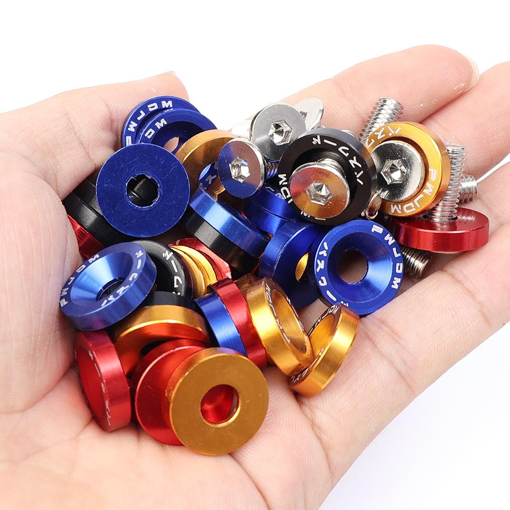 Universal Aluminum Fender Washer Engine Bay Dress Up Kit M6 Screw Bolt Nut JDM Car Bumper License Plate Hood Modification Set
