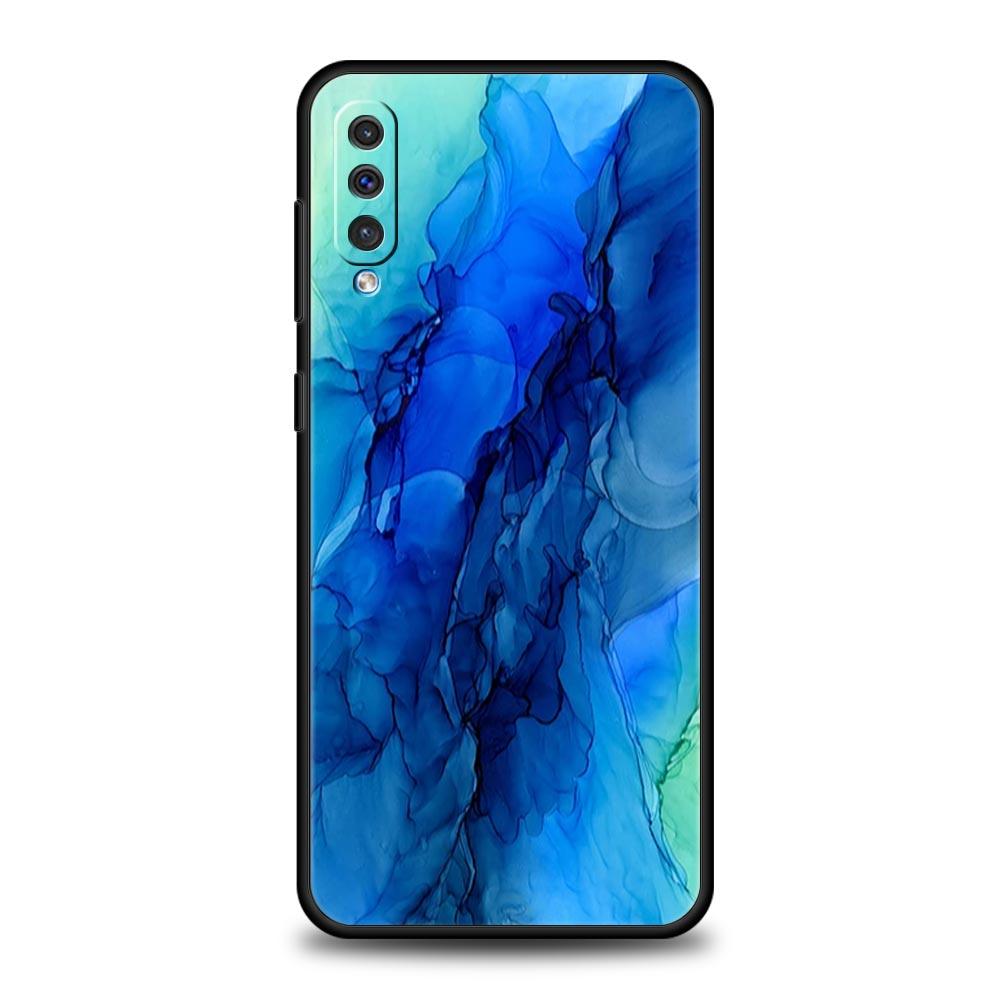 Ink Brush Painting Marble Case For Samsung A54 A52 A24 A14 A50 A72 A70 A30 A40 A20S A20E A02S A12 A22 A34 A42 A32 5G A04s Cover