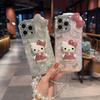 Shell Pattern Diamond Phone Case for iPhone 13 Pro, 15, 16 Pro, and Apple 17 Pro Max with 3D KT Cat Design