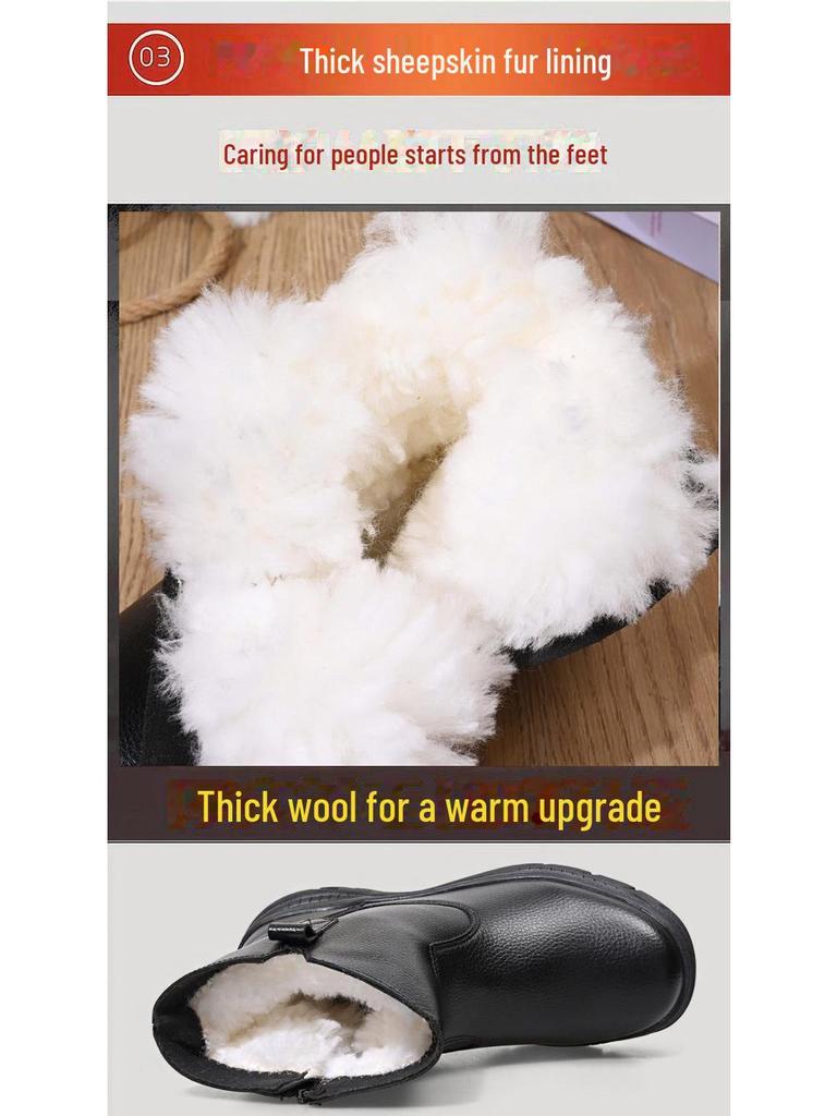 Unisex Winter Fur-Lined Waterproof Slip-On Snow Boots