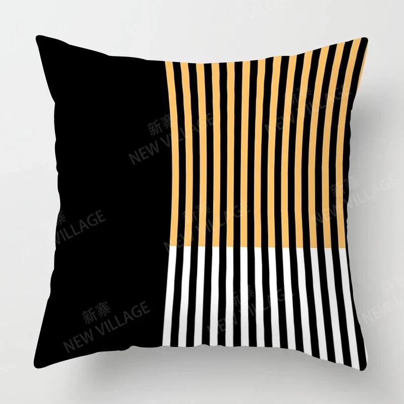 Gelbe Geometrische Muster Kissenbezug Mit Kurzem Plüschdruck Für Wohnzimmer Sofa Dekoration Kissenbezug Kissenbezüge