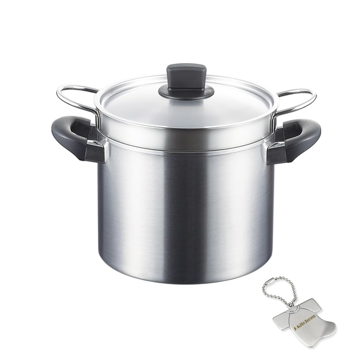 

22cm Pasta Pot with Gas and Induction Made in Includes Original Tag J-kitchens Double-Handled Anti-Roll Lid, Compatible, Japan,