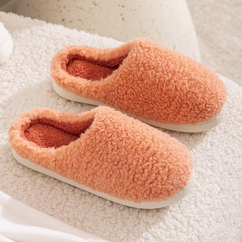 Qida Shun autumn and winter home cotton slippers, new indoor and outdoor plush couple warm wool cotton mop