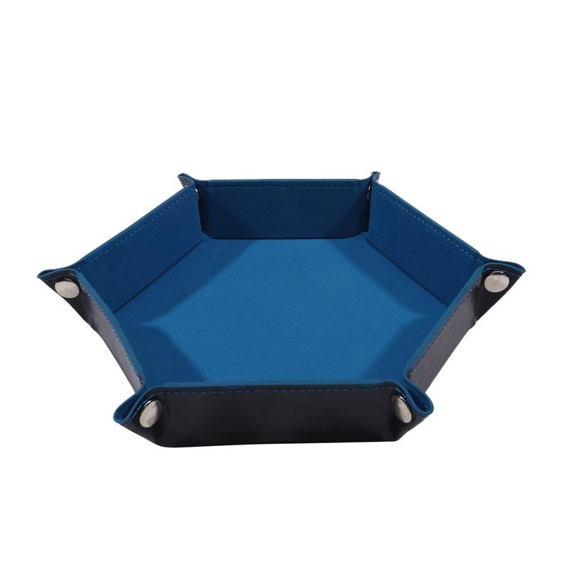 Folding Hexagon Shape Storage Tray For Jewelry/watch/sundries Double Sided Thick PU & Velvet Dice Mat Holder Home Supplies NEW