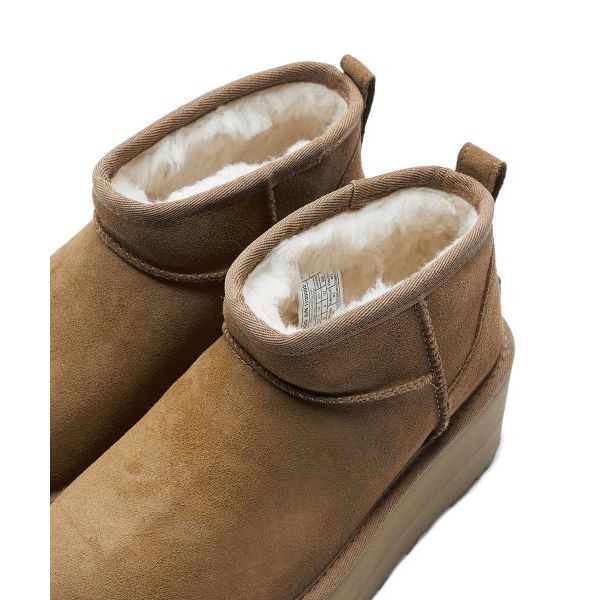 UGG Klassische Ultra Mini Plateaustiefel Kastanie Damen Sneaker Braun 1135092-CHE