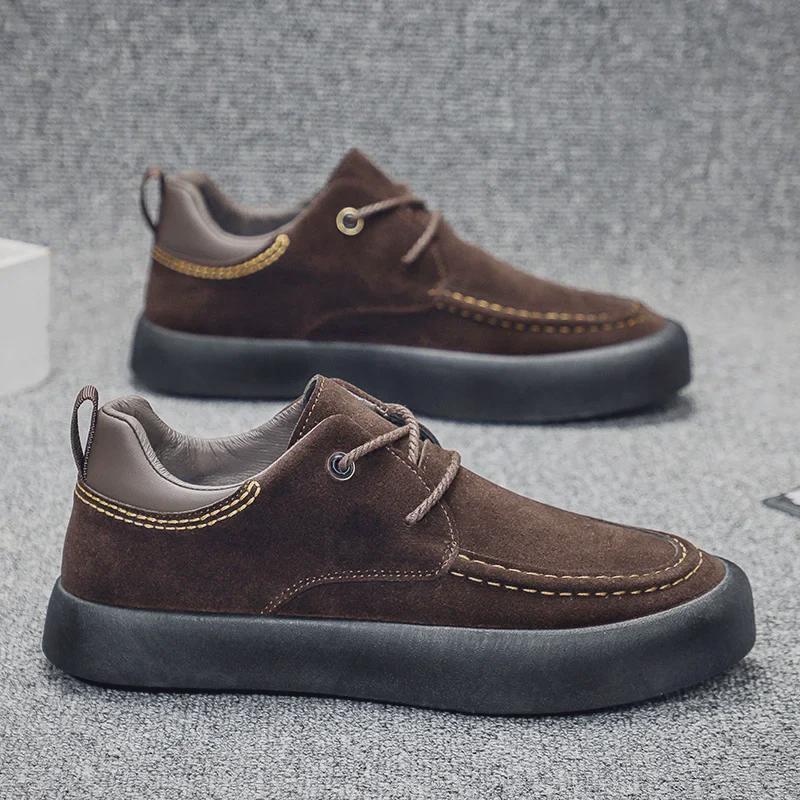 Men's Retro British Style Soft Sole Casual Leather Shoes - Korean Inspired, Large Sizes 45-46, Youthful Driving Loafers