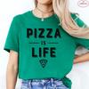 Women's Pizza Lover T-Shirt, 'Pizza Is Life' Retro Block Text Print Tee, Harajuku Short Sleeve O Neck Tops Aesthetic Clothing