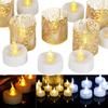 Elegant Set Of 12 Led Electronic Candles With Pvc Hollow Pattern For Weddings And Parties