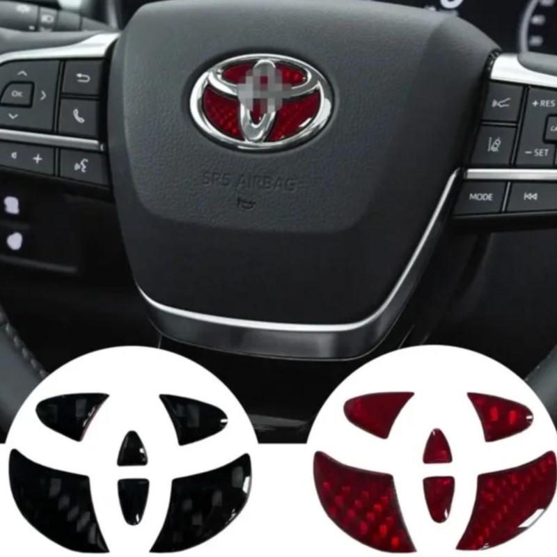 Carbon Fiber Car Steering Wheel Emblem Badge Sticker For Toyota RAV4 Hilux Aygo Yaris Ractis Corolla Camry CHR Auris Tacoma