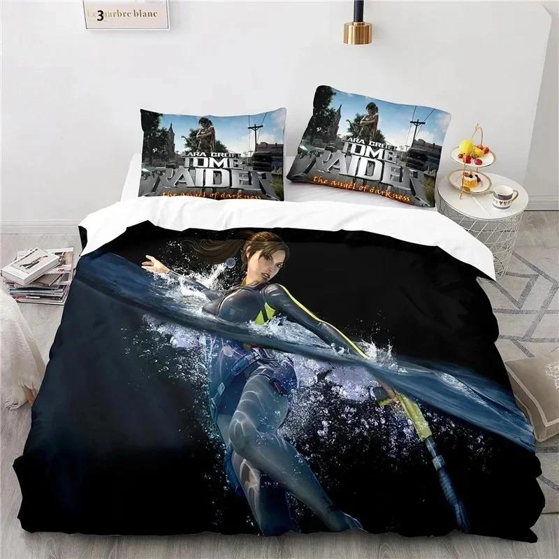3D Print Game Tomb Raider Comfortable Duvet Quilt Cover Pillowcase Bedding Set Children Bedroom Decoration Home Textile