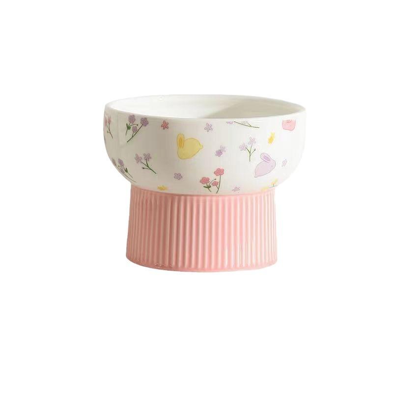 Cat Bowl Ceramic Cat Food Bowl Dog Bowl Food Bowl Rice Bowl Large-diameter Water Bowl Slanted Mouth Bowl Anti Knock Pet Supplies