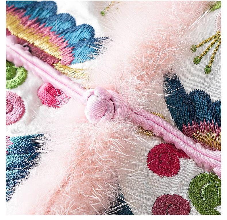 Vestă de damă brodată, căptușită cu bumbac, în stil etnic: Jachetă groasă nouă chinezească de toamnă/iarnă