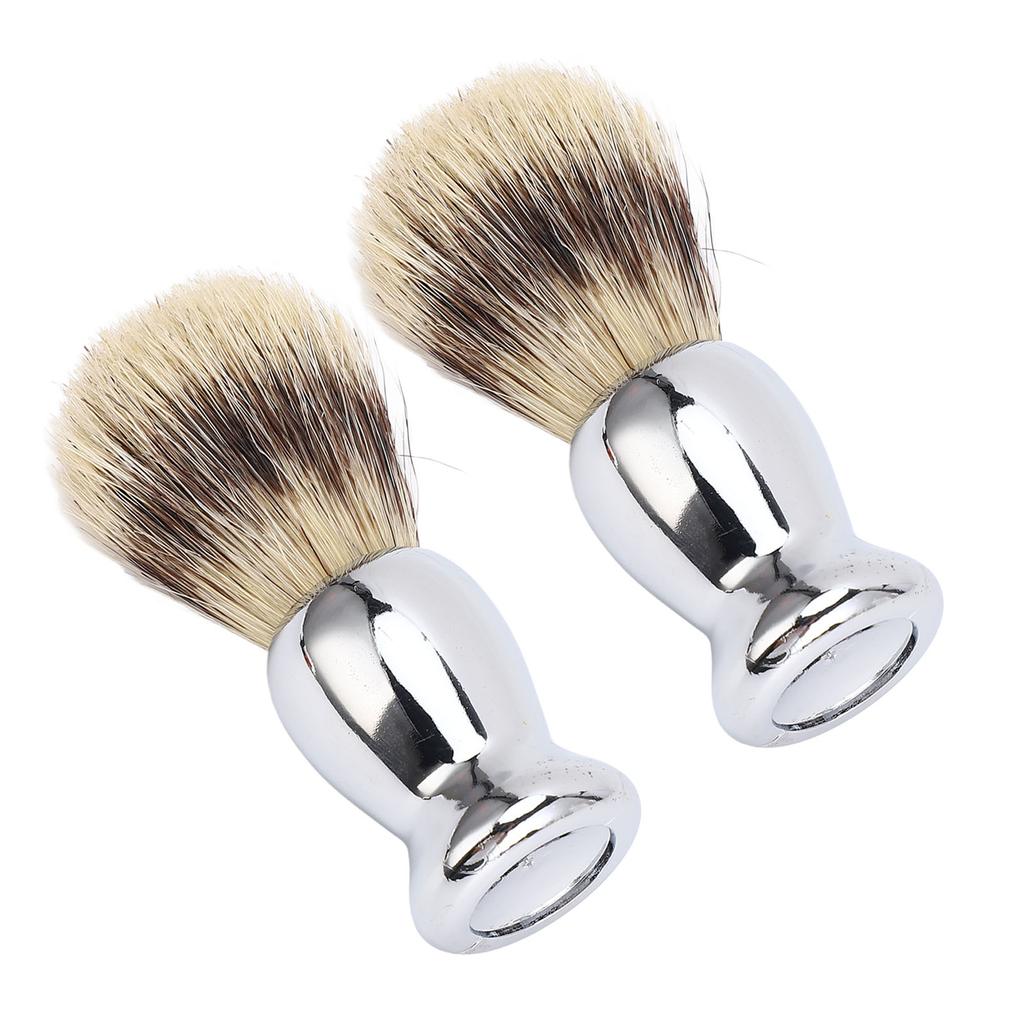 2 peças Escova de barbear longa macia e densa escova de cabelo masculino espumante creme espuma barbear escova de barba com cabo