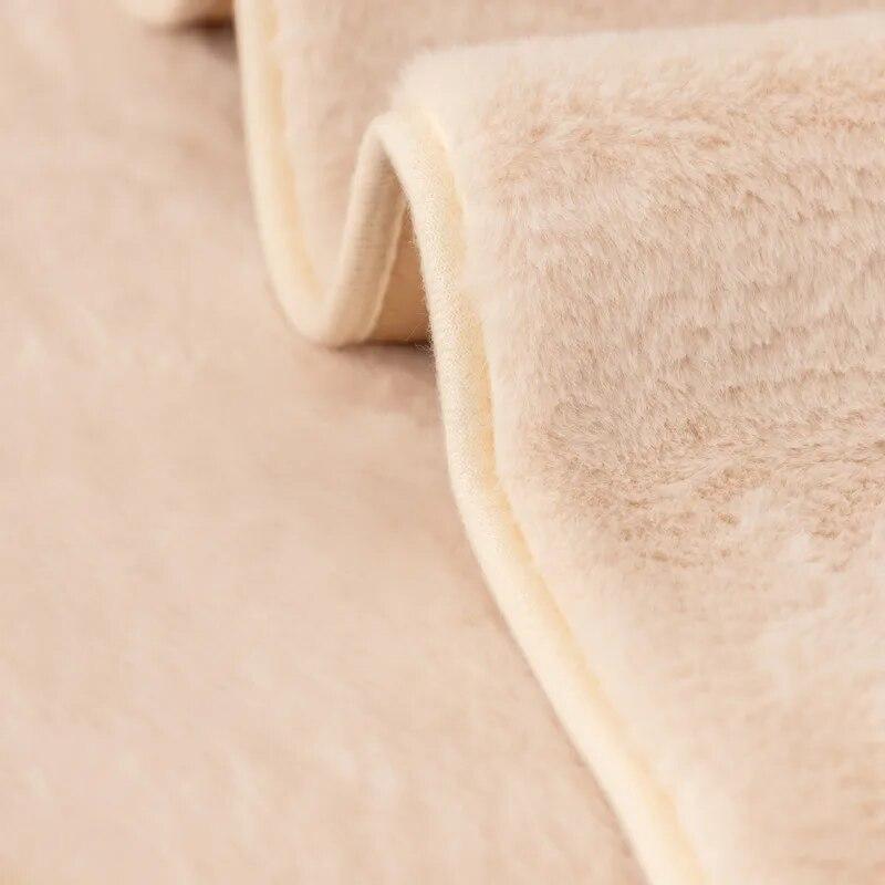 Rabbit Plush Sofa Cover Warm Winter Sofa Towel Covers Non-slip Universal L Shape Couch Mat Blanket Seat Cushion for Living Room
