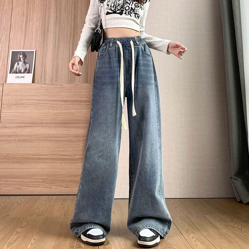 Plus Größe M-6XL Vintage Cargo Jeans Damen Frühling Herbst Y2k Streetwear Lose Hohe Taille Jeans Gerade Breite Bein Cargo Jeans Damen